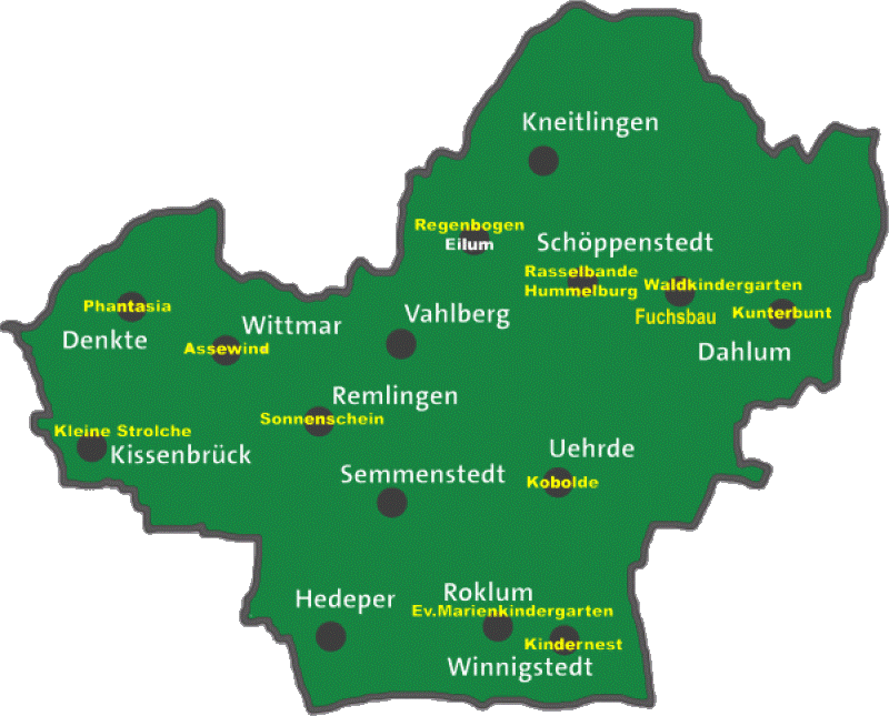 Lage der Kindertagesstätten in der Samtgemeinde